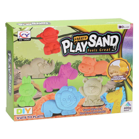 Speelzand wilde dieren met vormpjes, 400gr