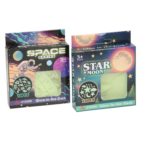 Glow in the dark set space, 16 stk.