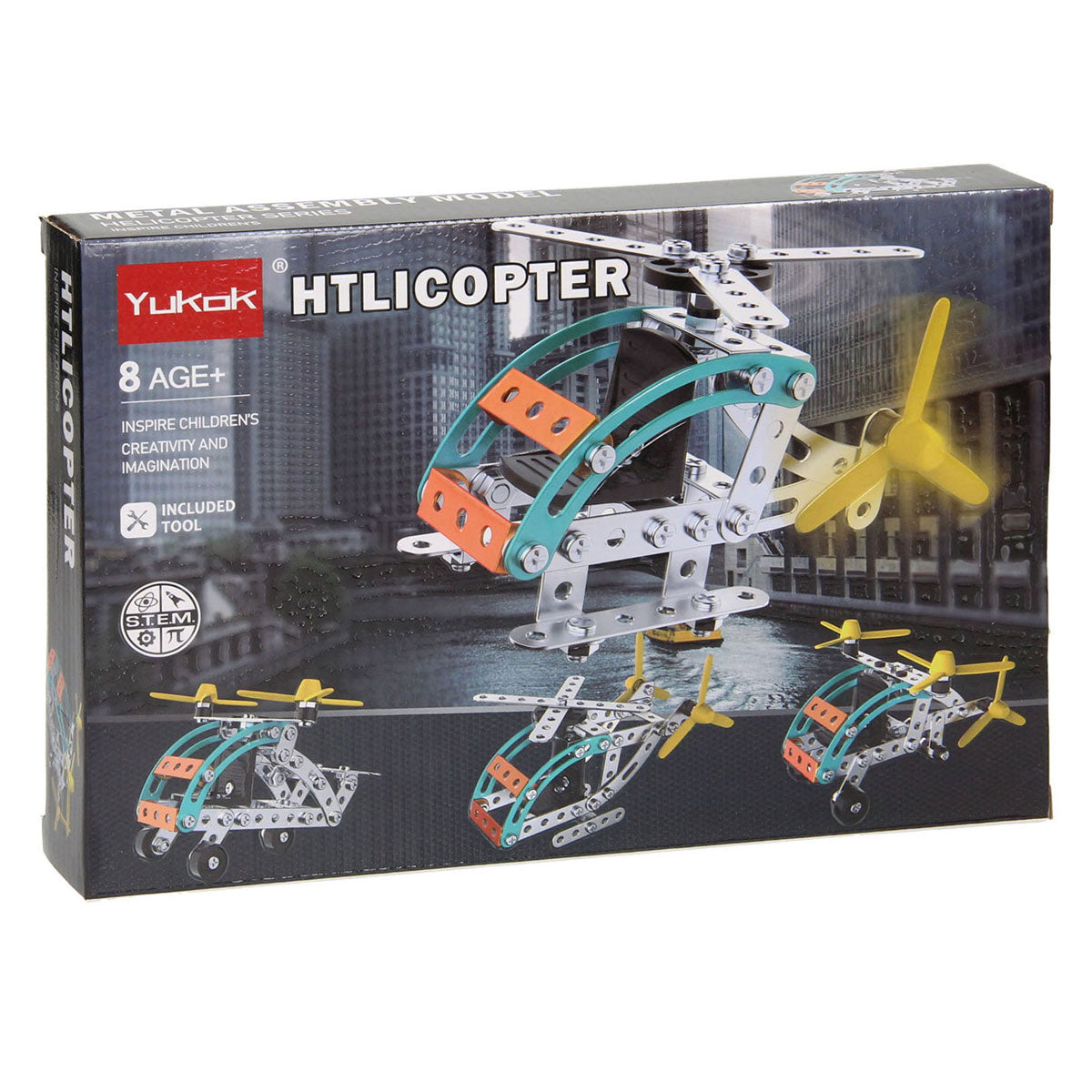 Metal construction kit helicopter, 106 pieces.