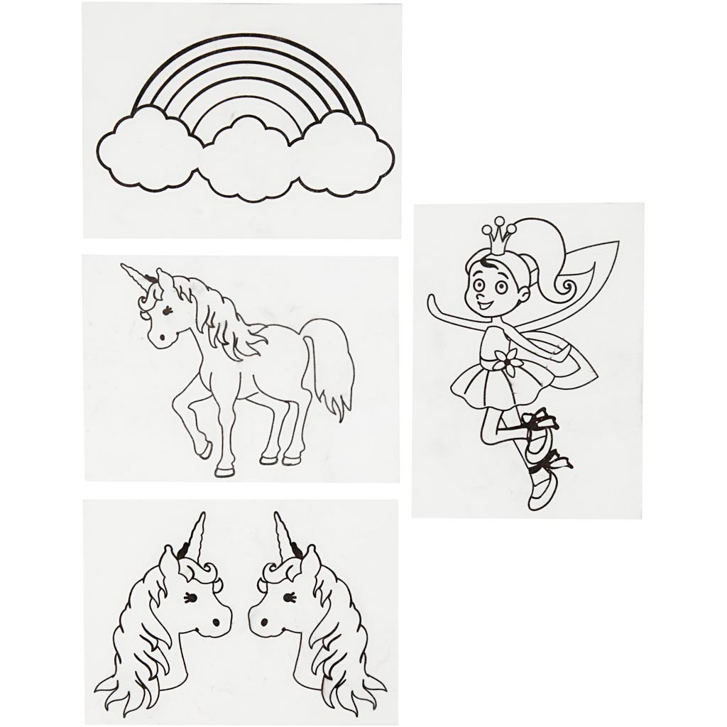 Cuideachta cruthaitheach https: www.cchobby.nl sheets-shrink-foil-with-motifs-unicorn-sheet-10-5x14-5-cm-thickness-0-3-mm-matt-transparent-4-sheet-1-box
