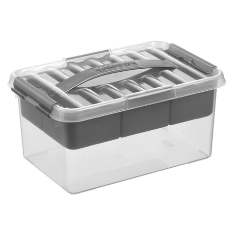 Sunware q-line förvaringsbox 6l med insats - 30x20x14,5 cm - transparent