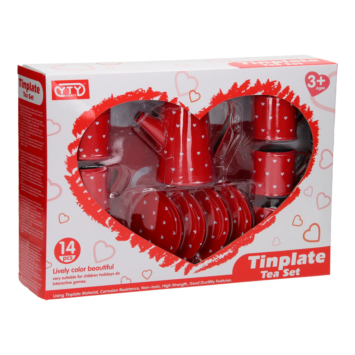 Tin tea set red