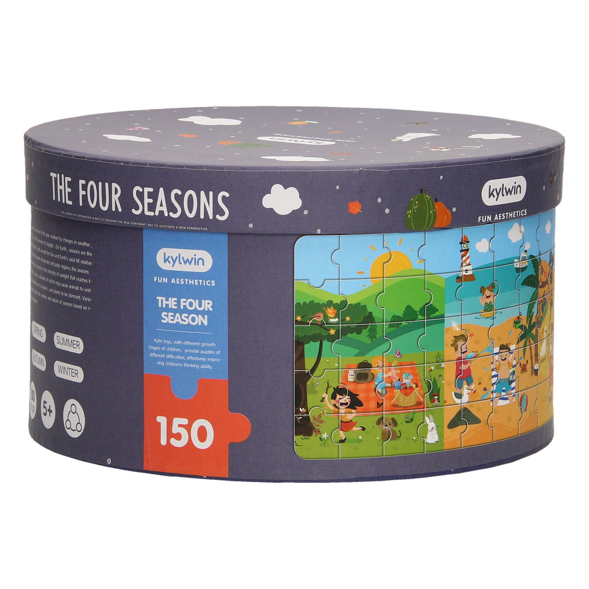 Puzzle rond dans la boîte de stockage - Four Seasons, 150e.