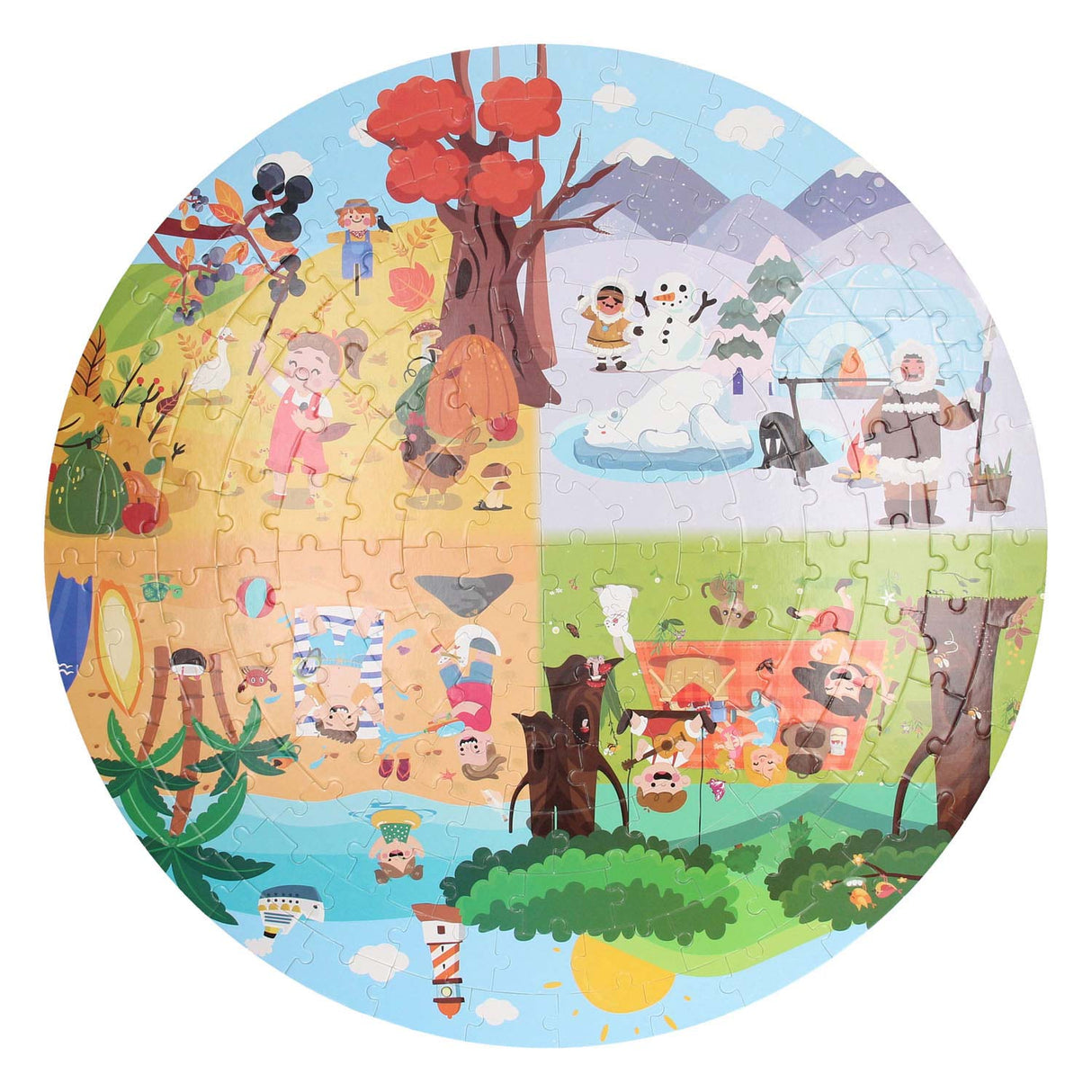 Round puzzle in storage box - four seasons, 150 pcs.