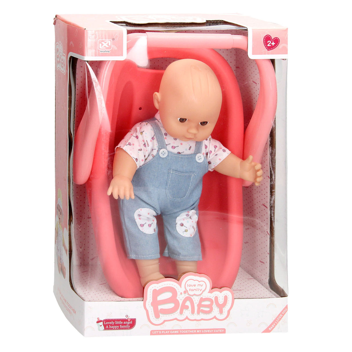 Baby doll in car seat