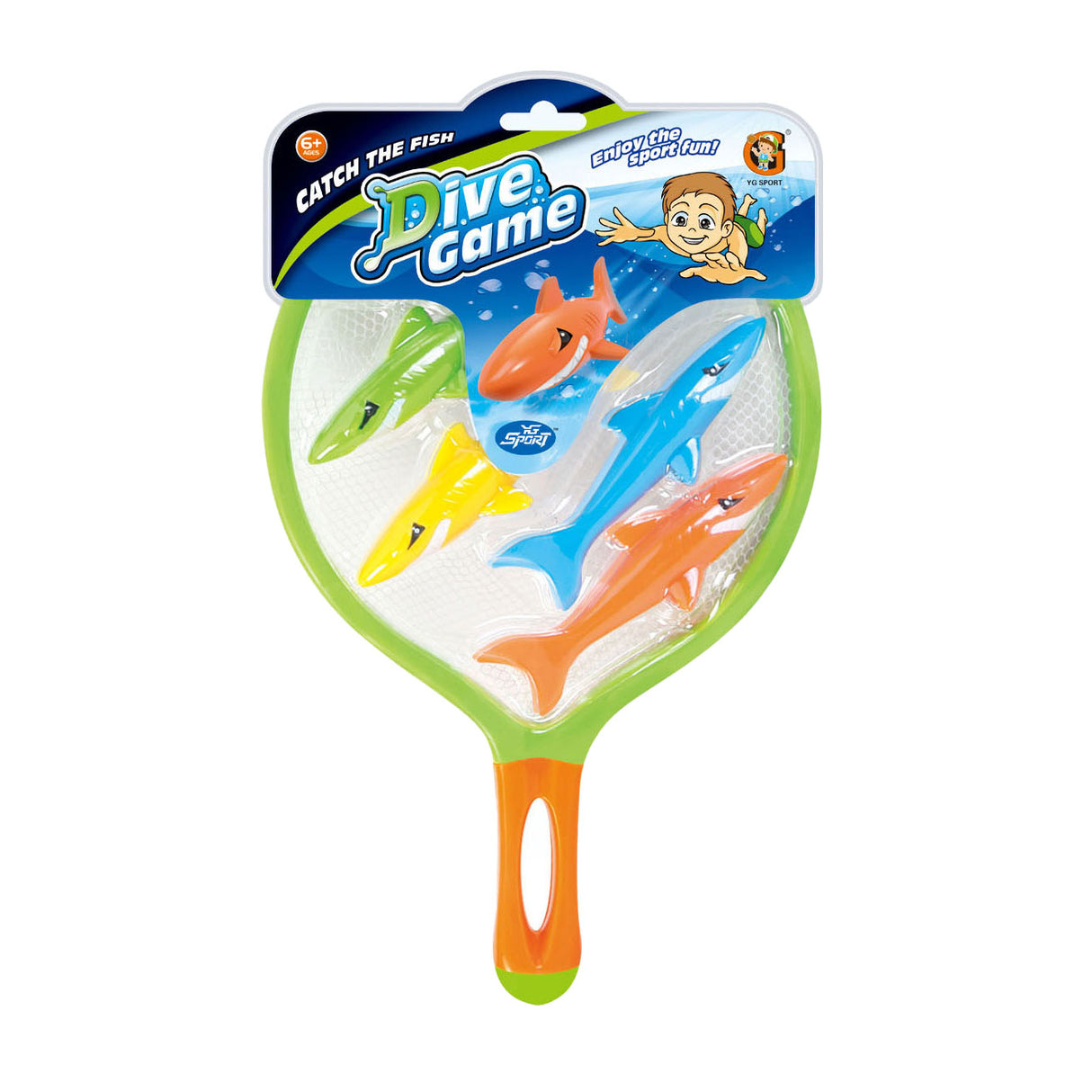 Diving set sharks in safety net, 4 pcs.