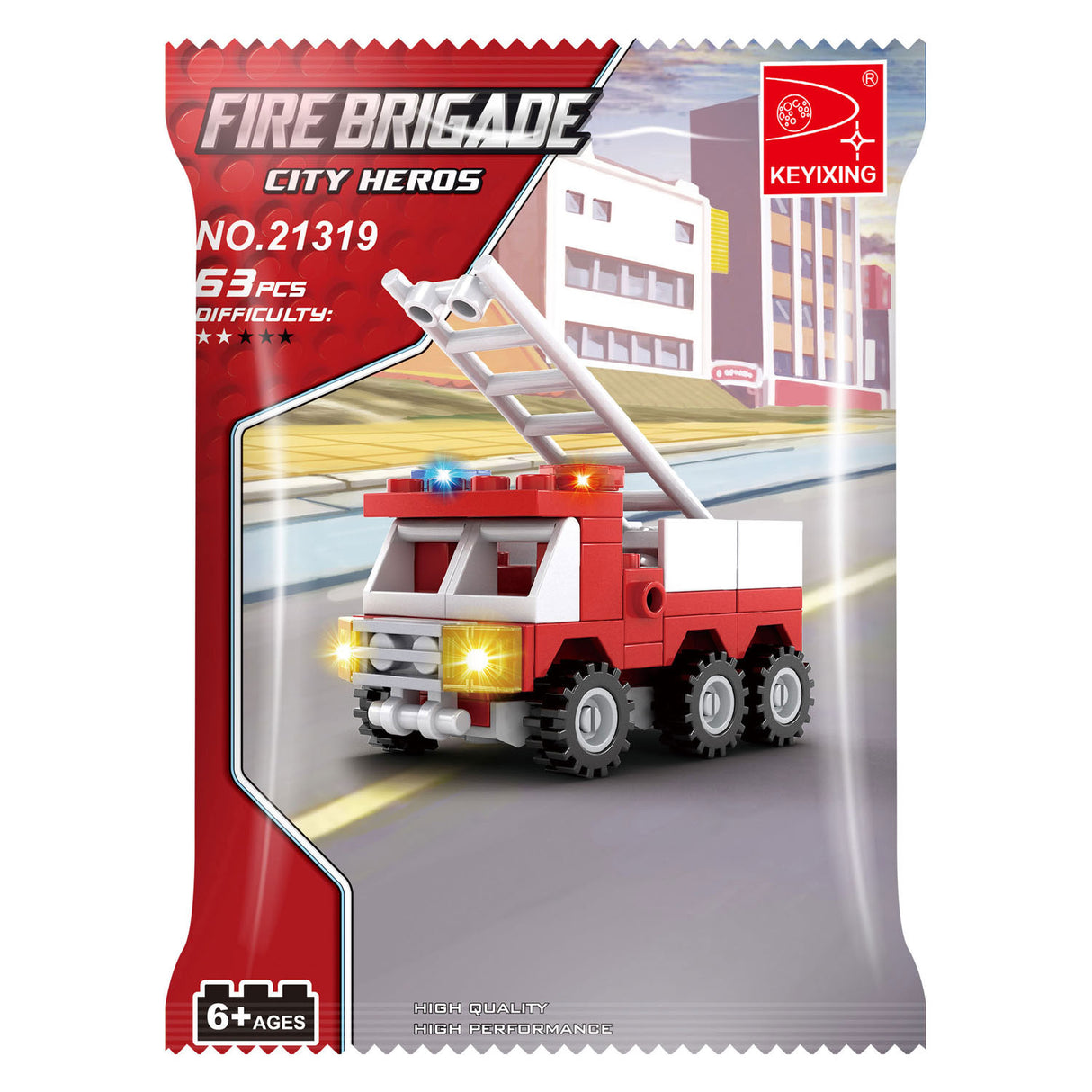 Bouwset brandweer ladderwagen - 63dlg.