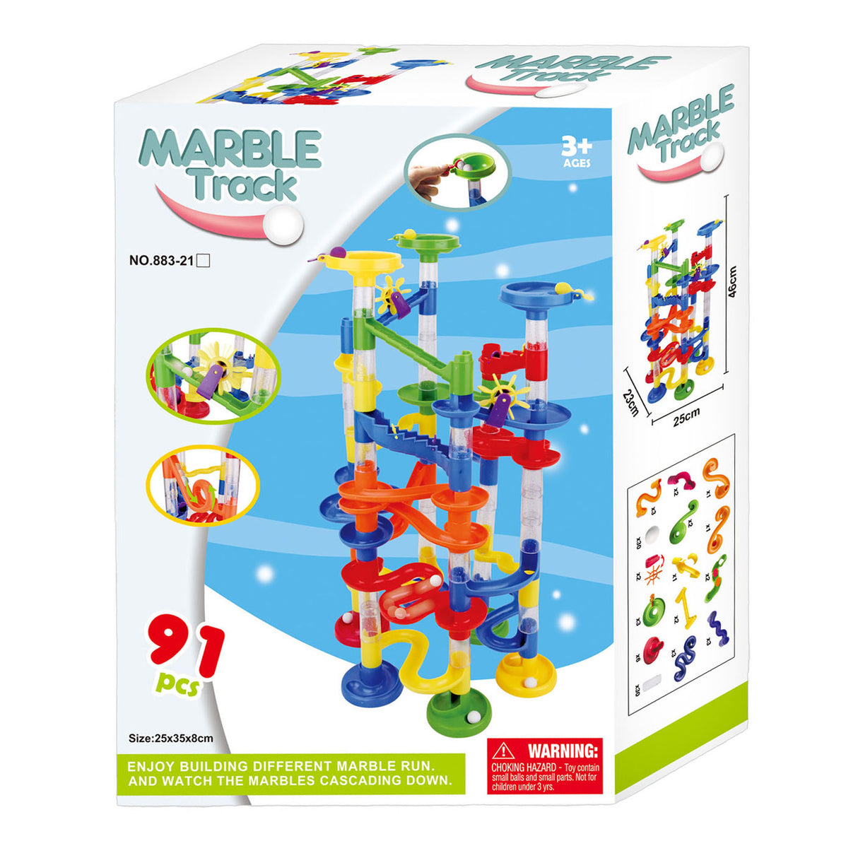 Marble track, 91 parts.