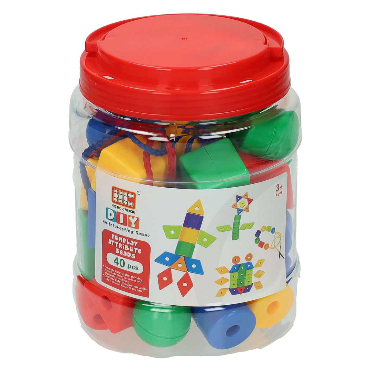 Large stringing beads in box, 40 pcs.