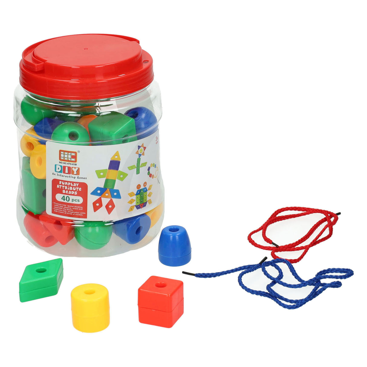 Large stringing beads in box, 40 pcs.