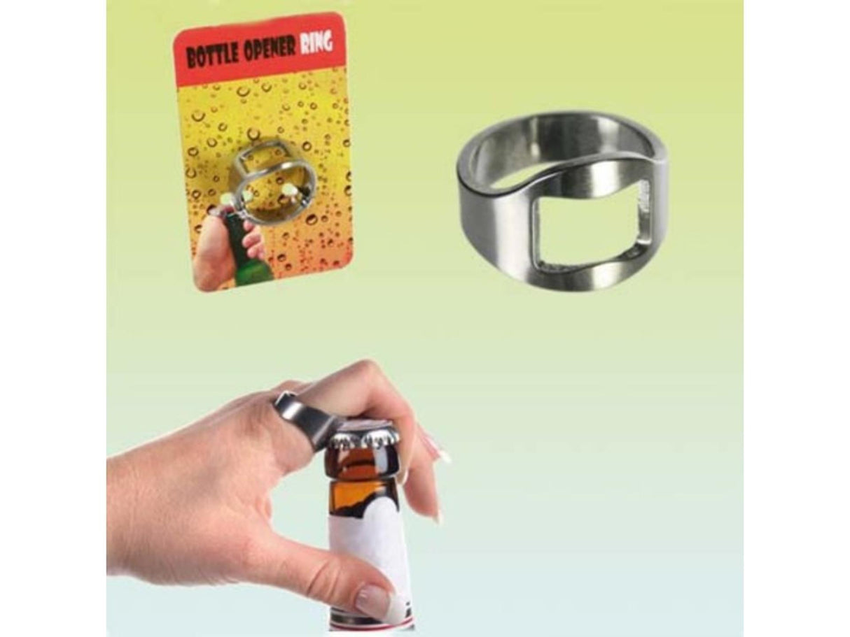 Bottle opener in the shape of a ring
