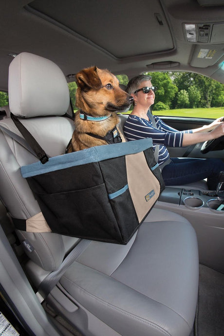 Kurgo rover booster seat - verhoogde autostoel met eenvoudige bevestiging voor kleine honden tot 13kg - zwart blauw 30x40x20cm