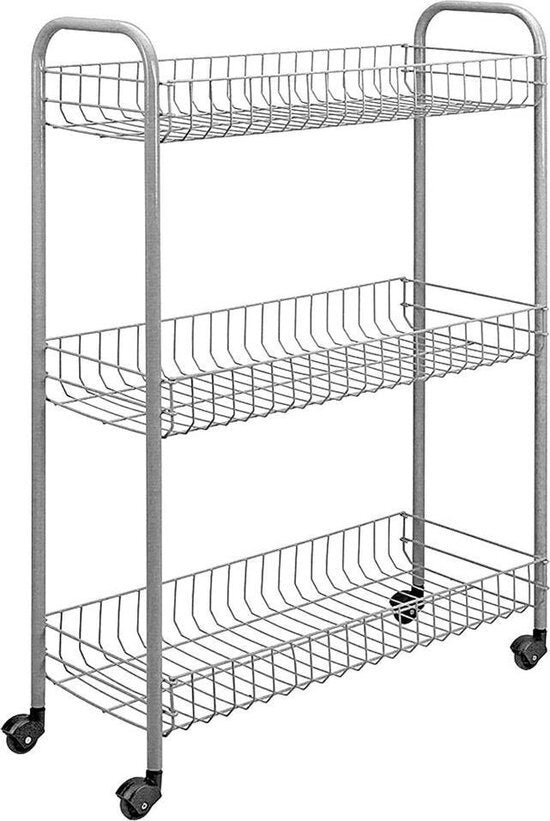 Metallex Buedzëmmer- Kichen Trolley Slim 84x56CM Stol Sëlwer