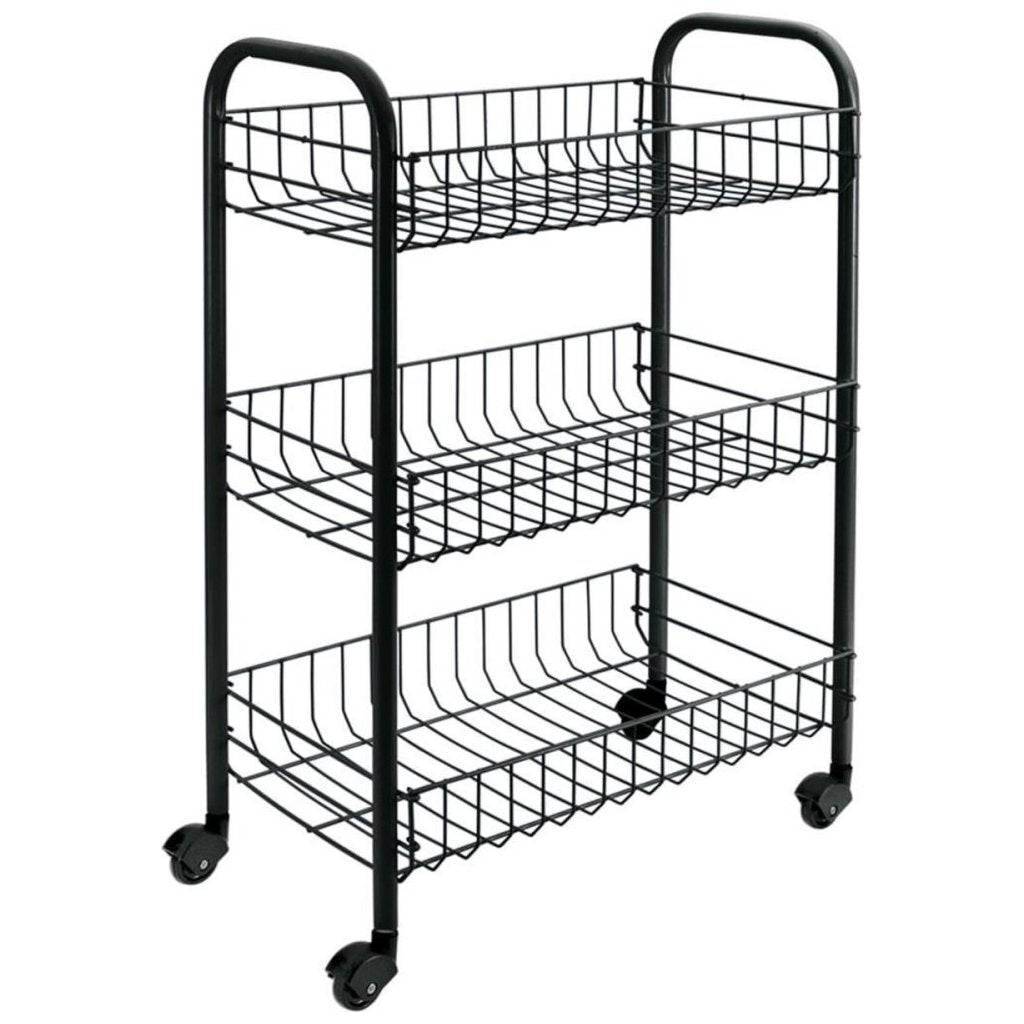 Tomado-Metaltex Siena Kitchen Trolley con ruote 41x23x63 cm nero