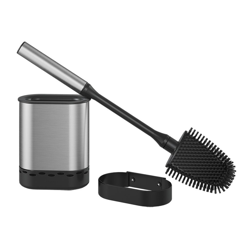 Metaltex Cleany Toilet Brush + Holder 13x8x47 cm Black Stainless steel