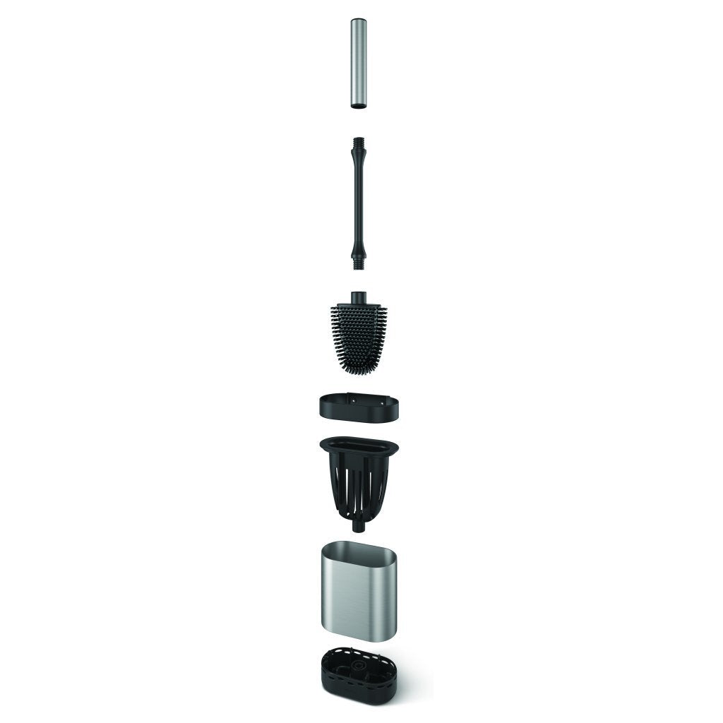 Metaltex Cleany Toilet Brush + Holder 13x8x47 cm Black Stainless steel