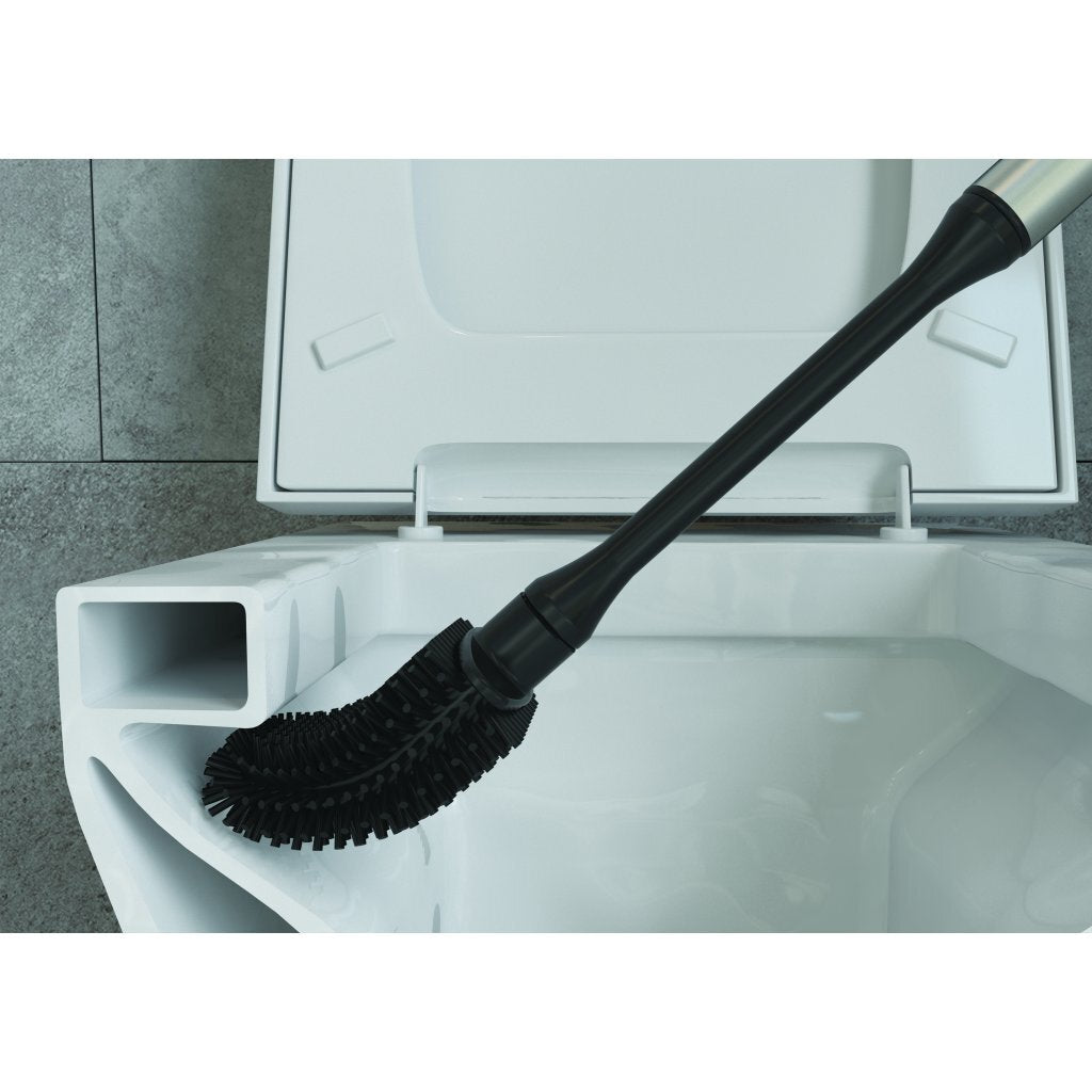 Metaltex Cleany Toilet Brush + Holder 13x8x47 cm Black Stainless steel