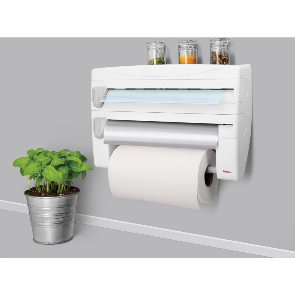 MetalTex MetalTex Kitchen Roll Holder With Cutting Aid White