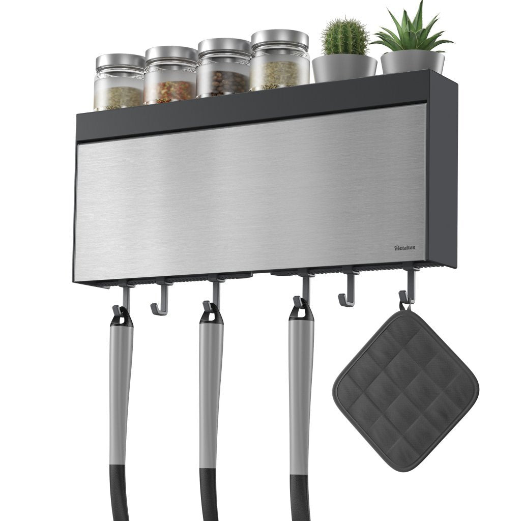 Metaltex Kitchen Helpers Tanker de rollo de cocina Tango con ayuda de corte 38x6x17 cm de acero inoxidable gris