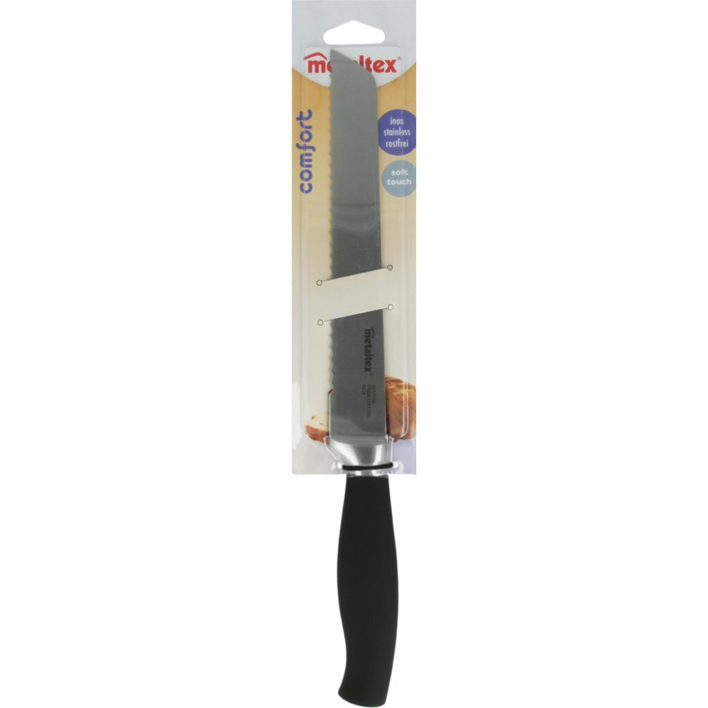 Metaltex Comfort Bread Knife de 33 cm de acero inoxidable negro