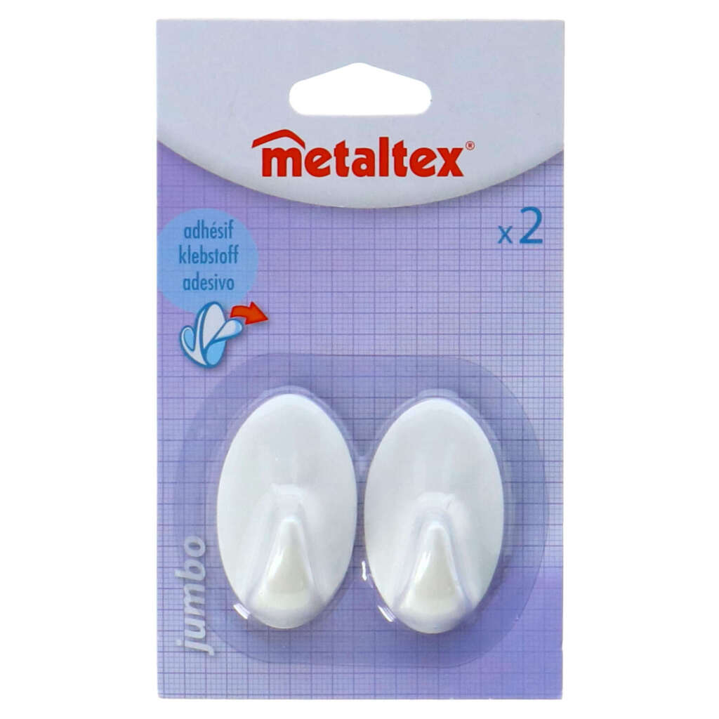 Metaltex Oval Sticky Hooks 2 stykker hvite