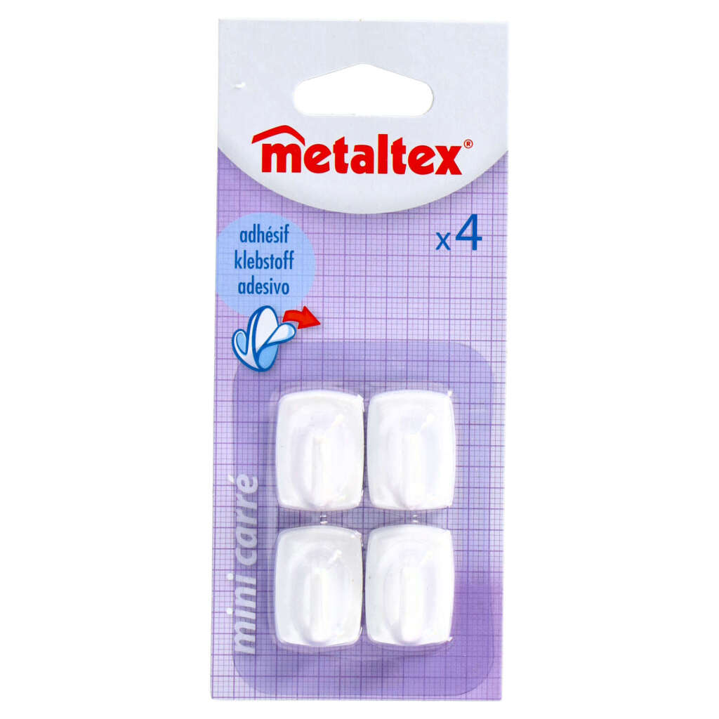 Metaltex Square Sticky Hooks 4 stykker hvid