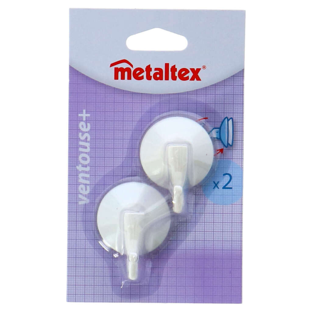 Metaltex crochet with suction cup 2 pieces white