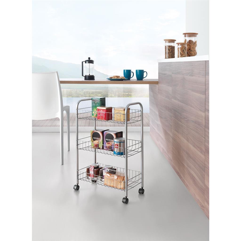 Tomado-Metaltex Tomado Metaltex Kitchen Rangement de salle de bain Trolley Lugano 41x23x63 cm roues