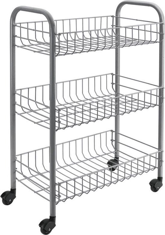 Tomado-Metaltex Siena Kitchen trolley with wheels 41x23x63 cm silver