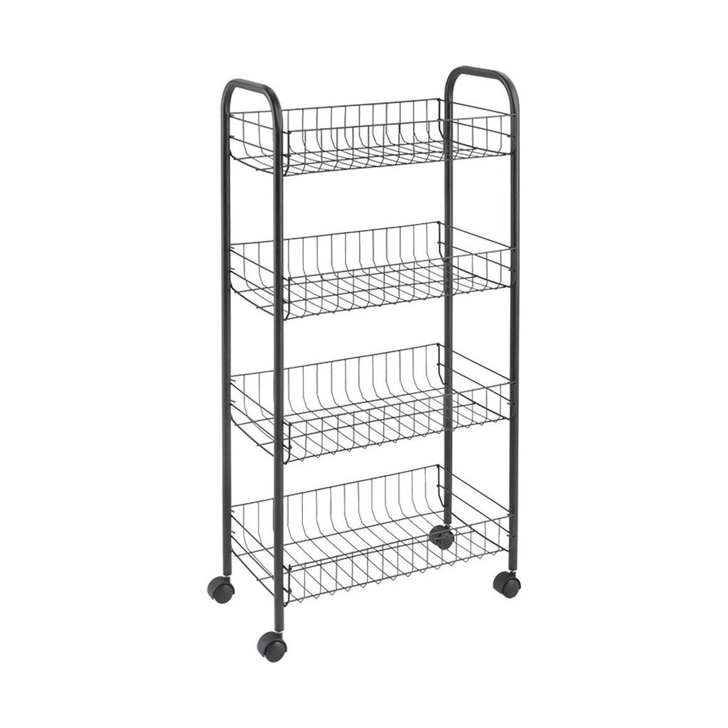 MetalTex Ascona Trolly med hjul + 4 korgar 41x23x84 cm matt svart metall