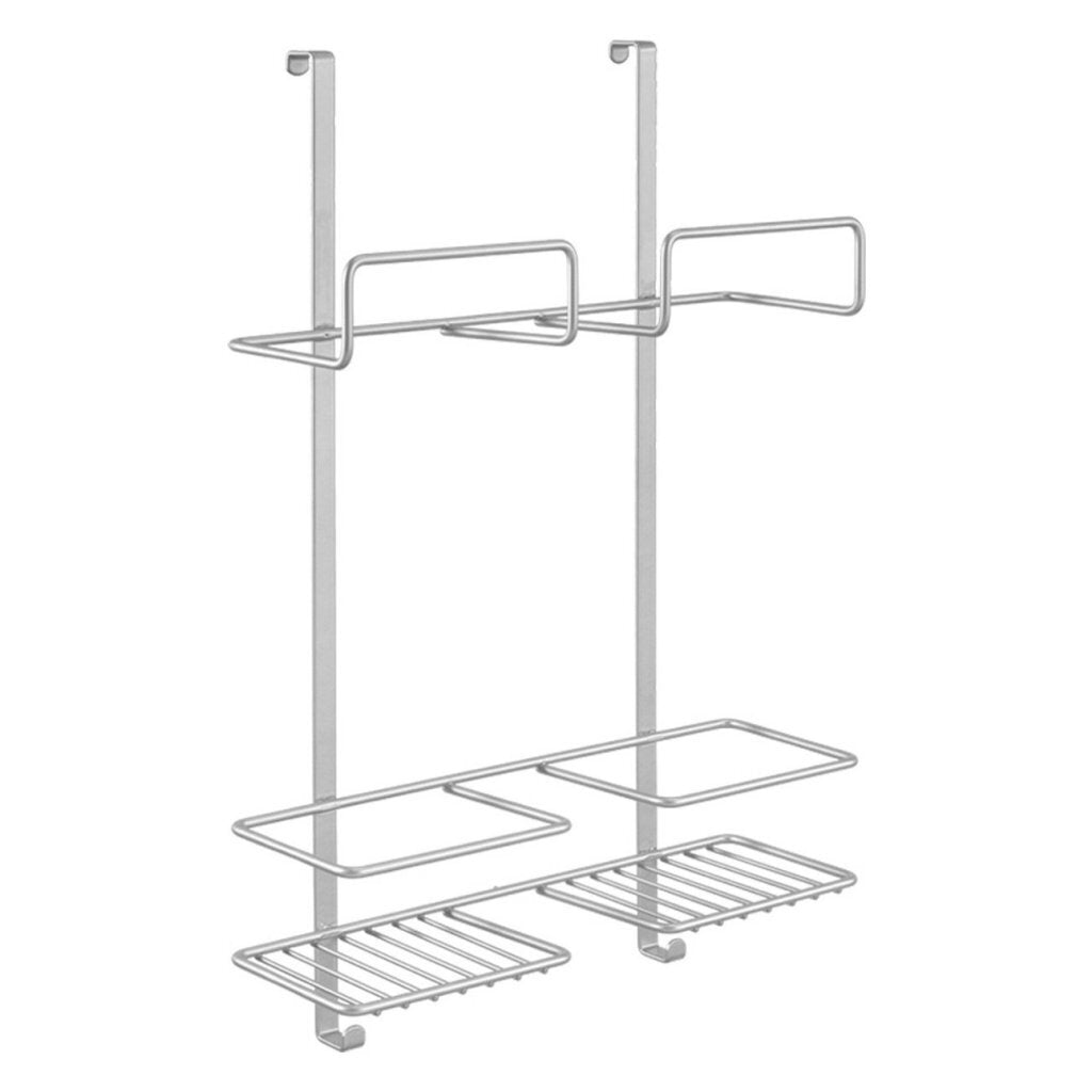 MetalTex over døren Space Saver Rack til rengøring af genstande 30x46x12 cm sølv