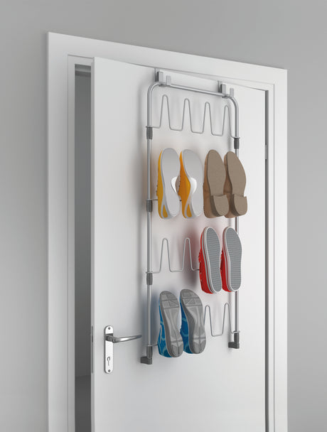 Tomado-Metaltex Tomado-Metaltex Over The Door Space Saver Shoes@Door Schoenenetage voor Deur Zilver