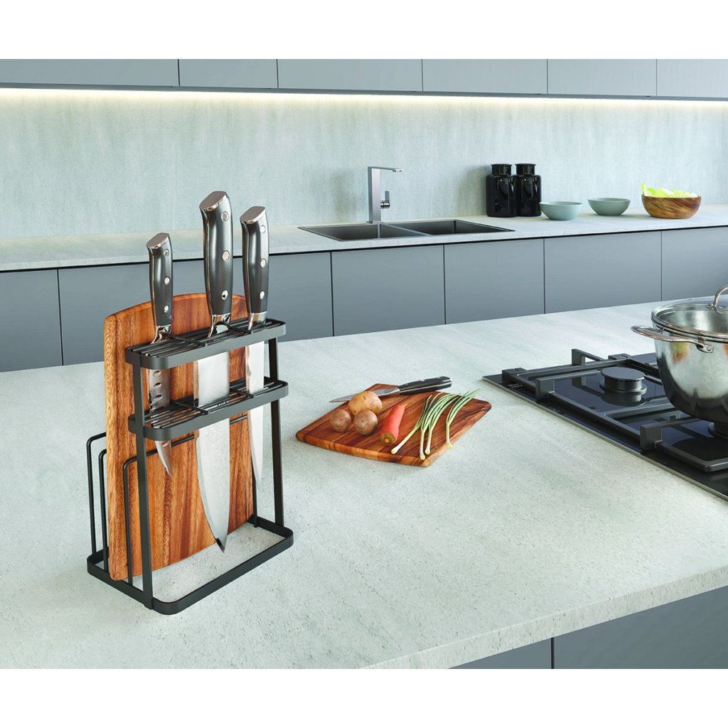 Metaltex Tokyo Line Rack for Knives and Cutting Boards 16x12x22 cm sort