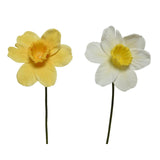 Decoris artificial flower daffodil h39cm yellow white 2 ass