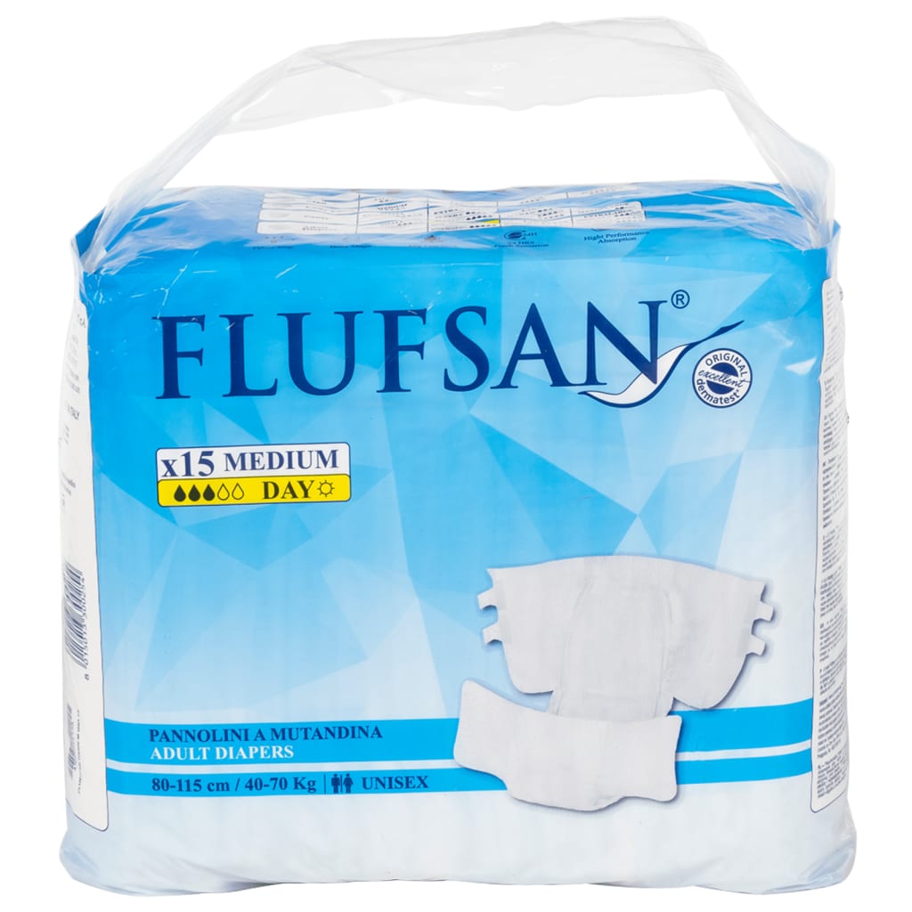 Vidaxl Flufsan Incontentile Diaper 15 szt. Rozmiar M