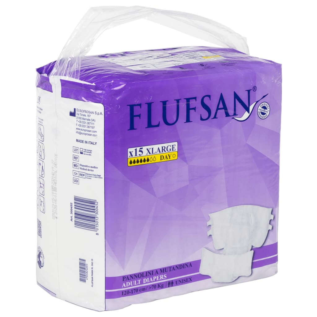 Vidaxl Flufsan Incontinentile Pañal 15 ST Tamaño XL