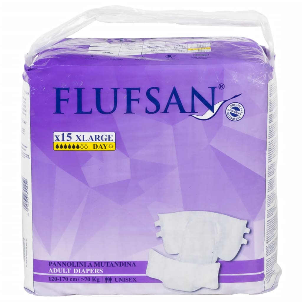 Vidaxl Flufsan Incontinentile Pañal 15 ST Tamaño XL