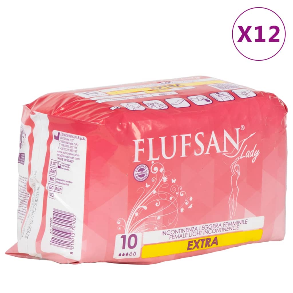 Vidaxl Flufsan Materiale di incontinenza per donne 120 PC