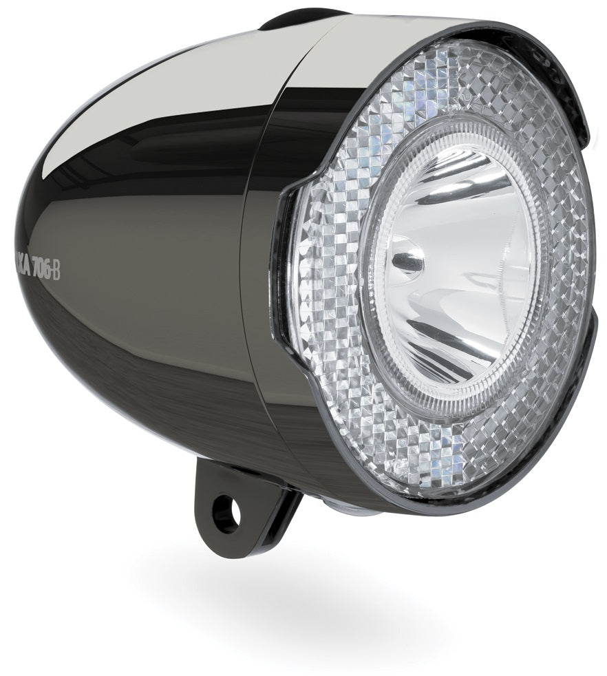 Axa Koplamp 706-B Retro 15 lux led batterij chroomzwart