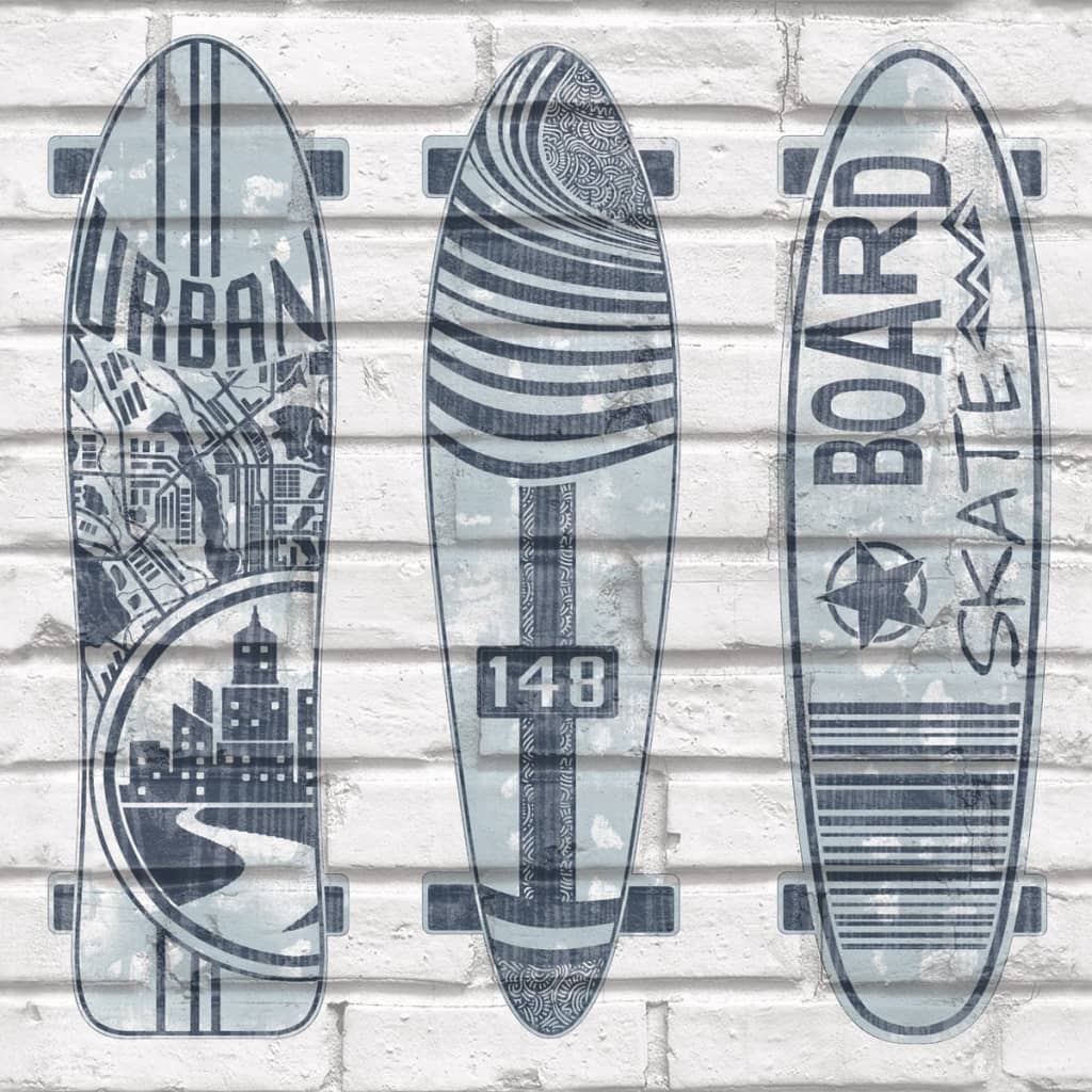 North Wall Urban Friends Coffee Wallpaper Surfboards Blue and White