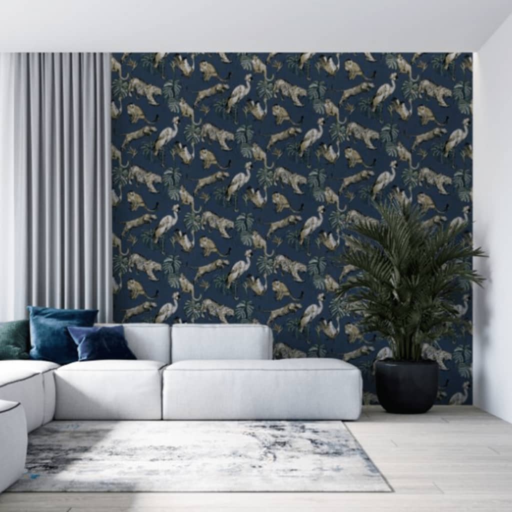 North Wall Noordwand Wallpaper Zero Exotic Animals Blue