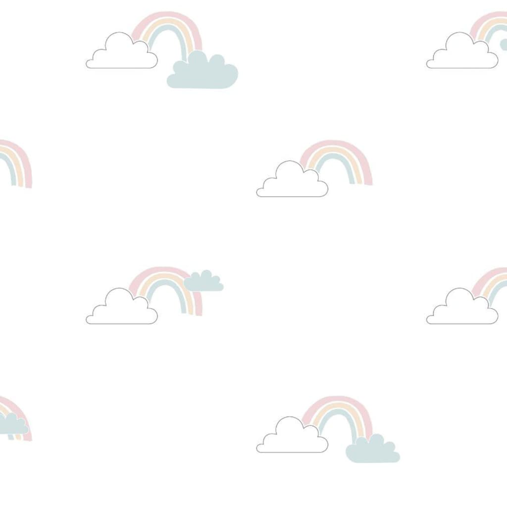 North Wall North Wall Wallpaper Baby Clouds White Blue Pink