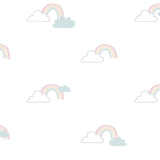 North Wall North Wall Wallpaper Baby Clouds White Blue Pink