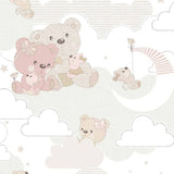 Wallpaper North Wall Noord Wallpaper Baby Hug Bears Pink and Beige