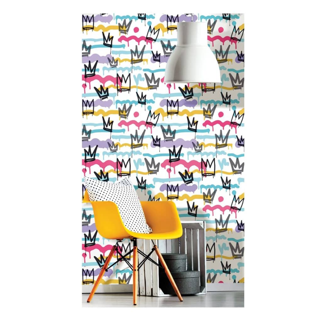 Noordwand Noordwand Wallpaper Friends Coffee Sith Graffity and Crowns White Black