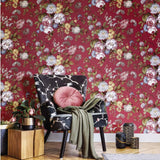 North Wall Noordwand Wallpaper Blooming Garden 6 Flowers Red and Blue