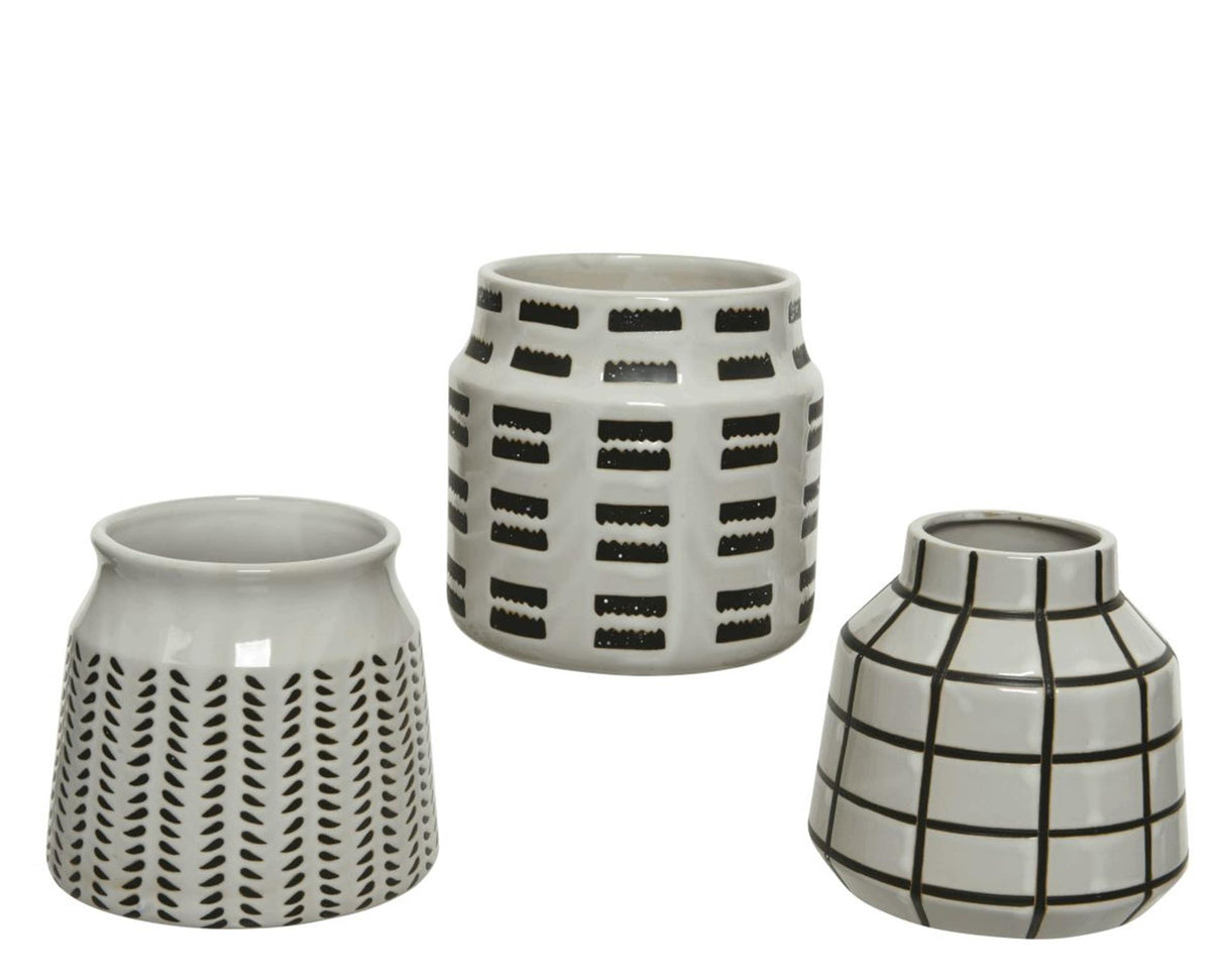 Decoris vase porcelain white black