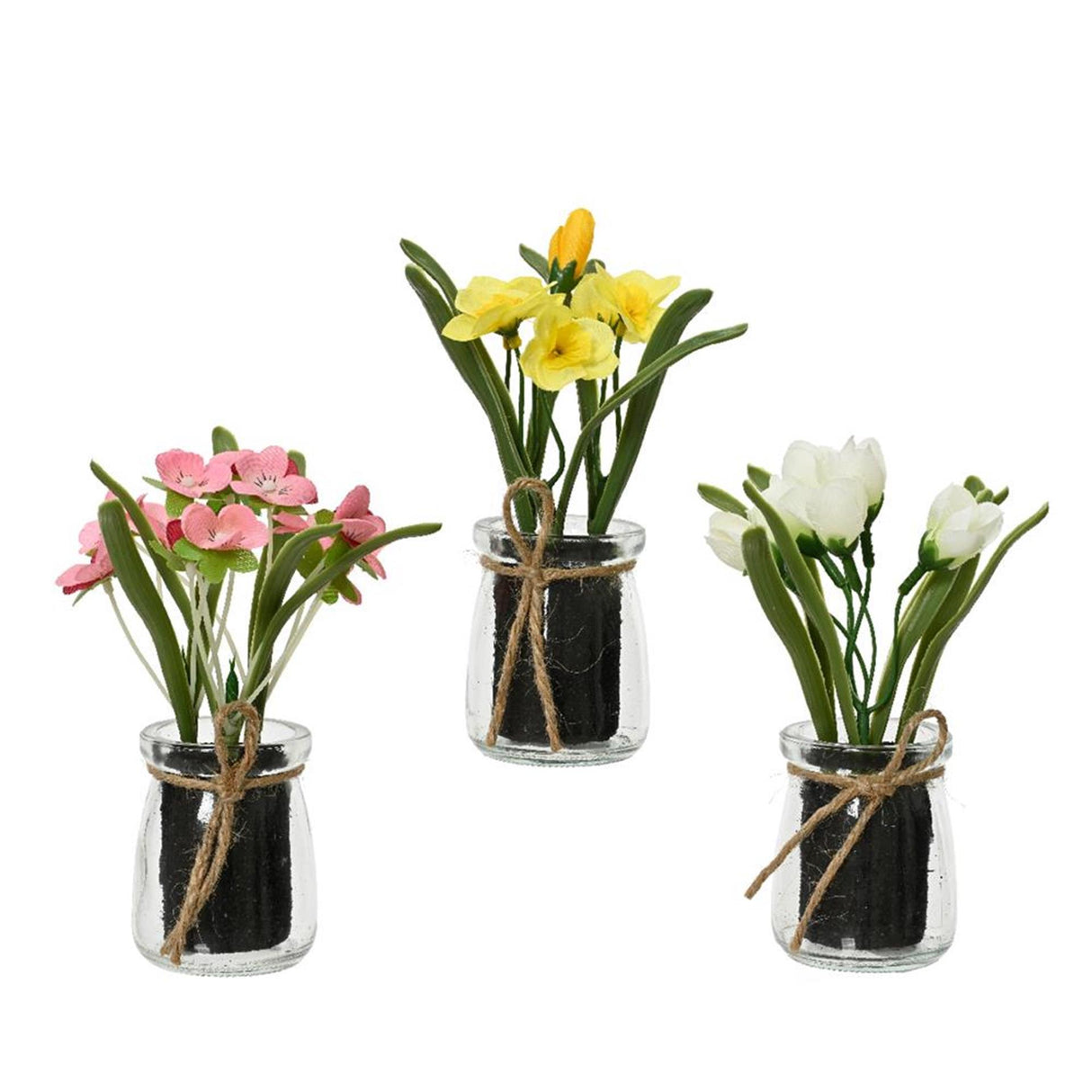 Decoris artificial plant in glass pot h16cm