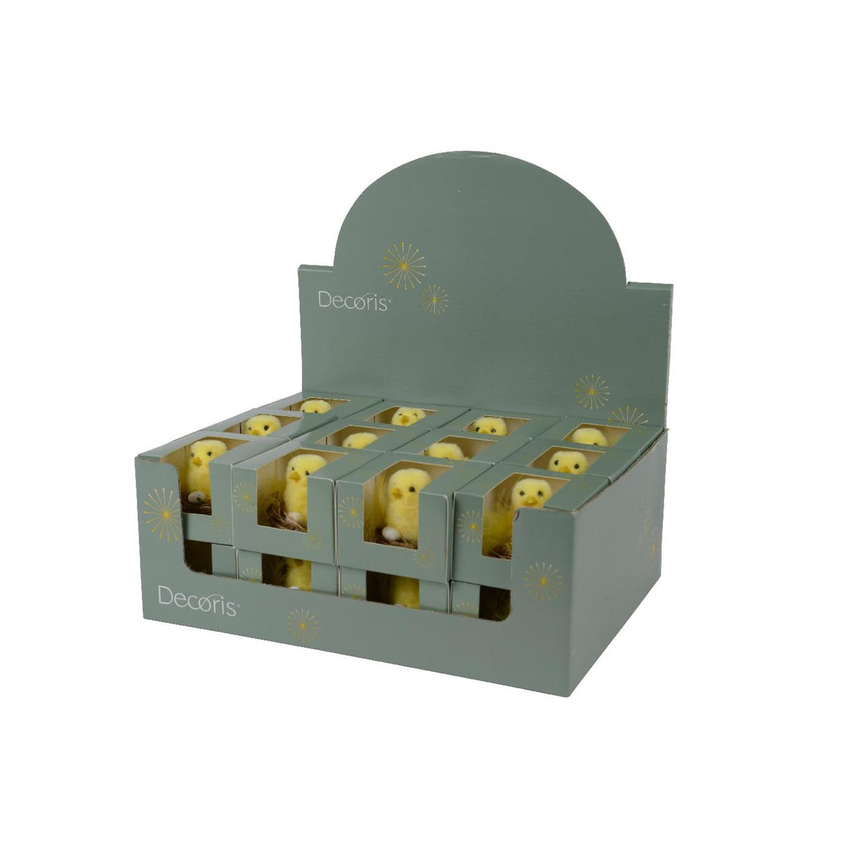 Decoris kip op nest in doosje polyester ø7xh7cm