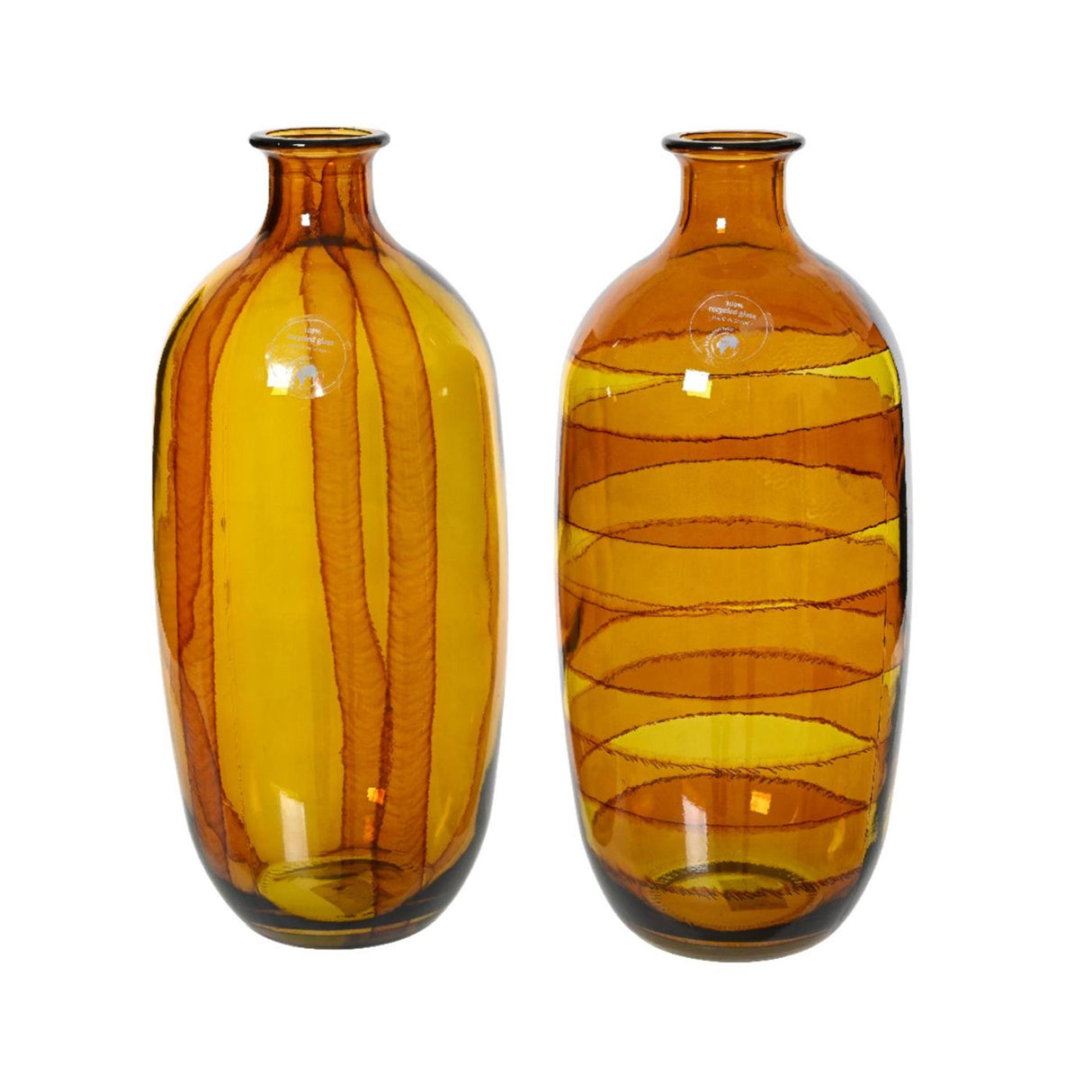 Decoris vase recycled glass h31cm yellow